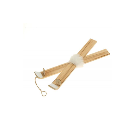 Skis en bois naturel blanc et fourrure 40 x 14 cm