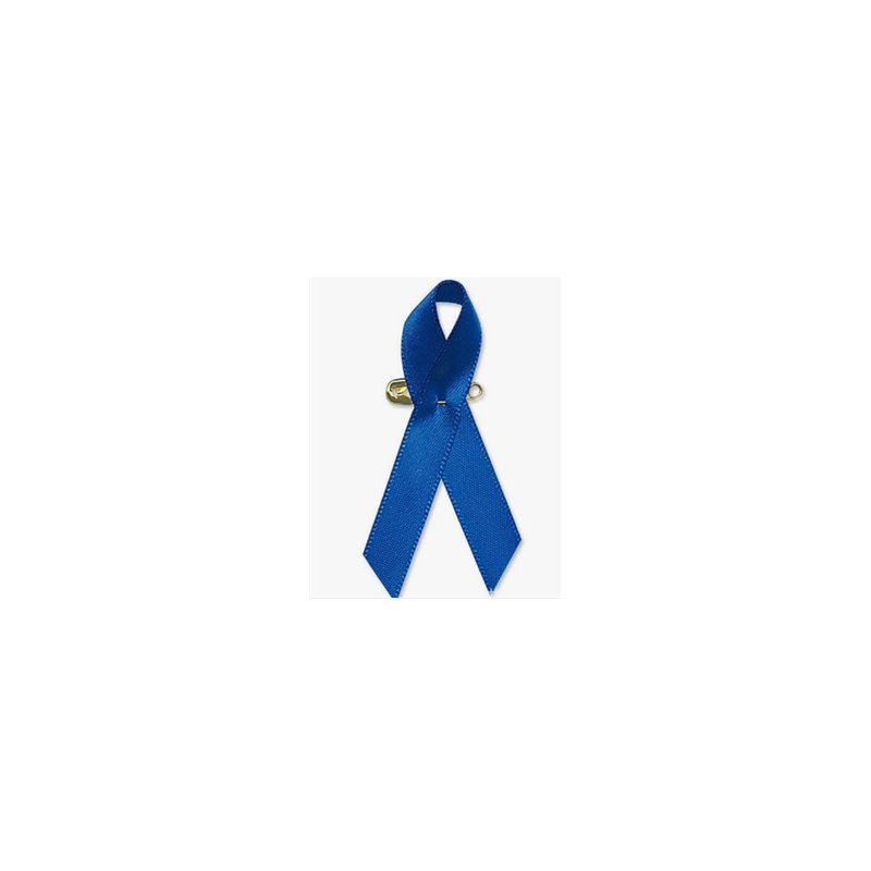 Ruban solidaire Bleu polyester avec épingle à nourrice