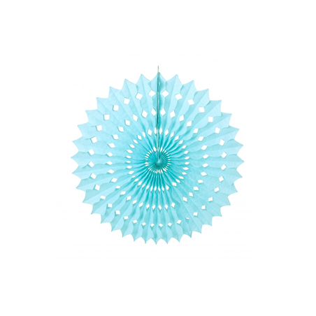 Éventail bleu dragée papier - Diam. 20cm