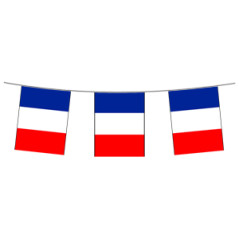 Guirlande France 12 fanions 14 x 21cm - tissu Long. 420cm