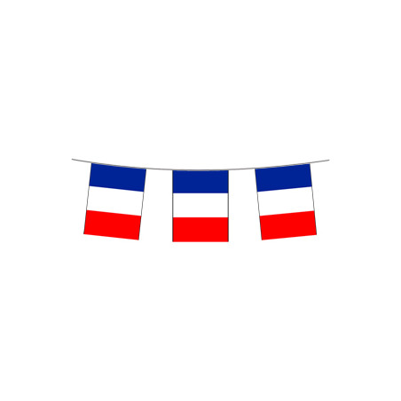 Guirlande France 12 fanions 14 x 21cm - tissu Long. 420cm