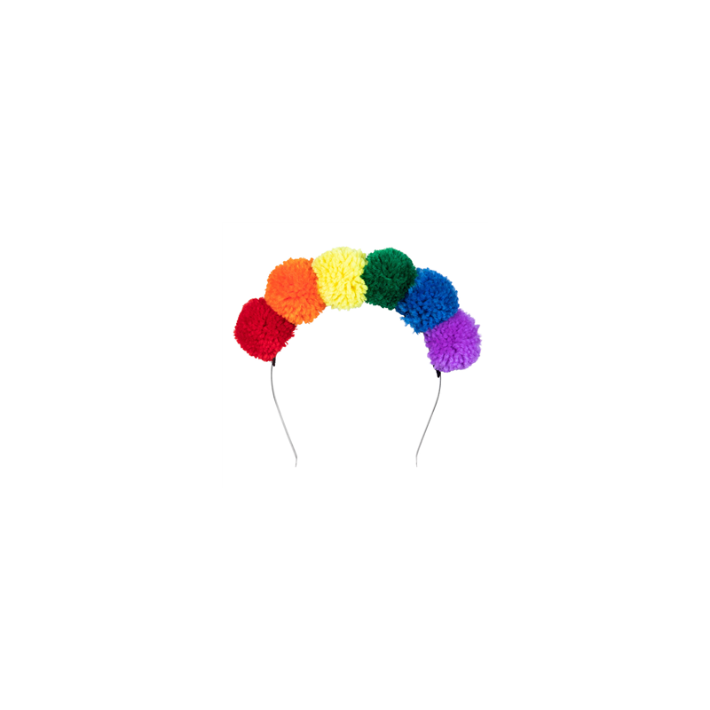 Tiare pompon arc-en-ciel