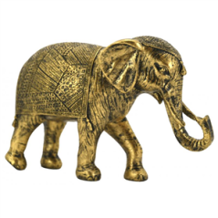 Éléphant à poser en résine dorée antique 24 x 8 x 16cm (rupture fournisseur)