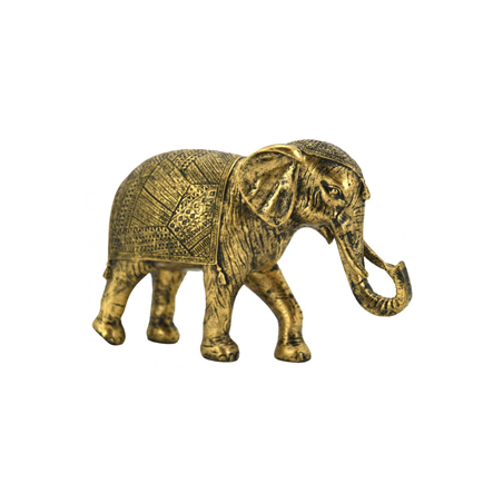 Éléphant à poser en résine dorée antique 24 x 8 x 16cm (rupture fournisseur)