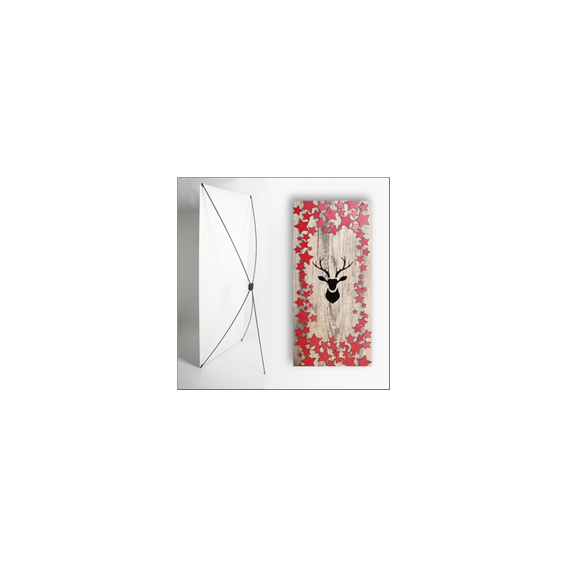 Kakemono Noel étoiles rouges - 180 x 80 cm - Toile M1 avec structure  X- Banner