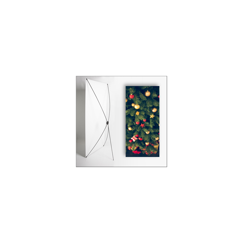 Kakemono Noel sapin - 180 x 80 cm - Toile M1 avec structure  X- Banner