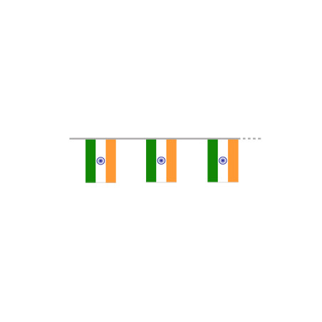 Guirlande drapeaux Inde 10 fanions 21 x 30cm - papier Long. 420cm