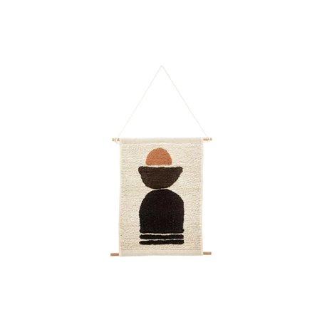 Tenture murale ethnique en bois et coton 50 x 2 x 60cm