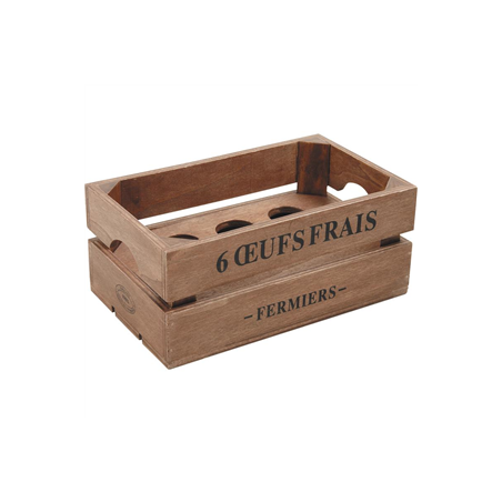 Boite à œufs en bois 6 œufs frais 20 x 12 x 8,5cm