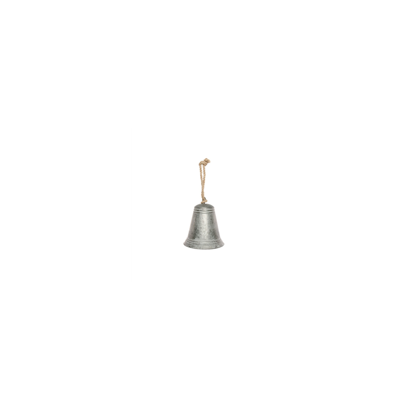 Cloche en zinc  et  corde de jute / 23,5 x 29,5 cm