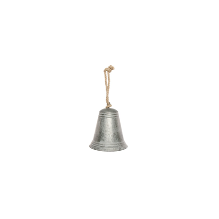 Cloche en zinc  et  corde de jute / 23,5 x 29,5 cm