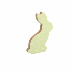 Lapin Fleuri Douceur Printanière Bois Vert Sauge et Crème 12x22,5x2cm