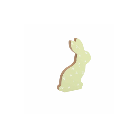 Lapin Fleuri Douceur Printanière Bois Vert Sauge et Crème 12x22,5x2cm