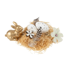 Assortiment Nid Lapin, Œufs, Fleurs et Plumes De 3 à 11cm - 9pcs