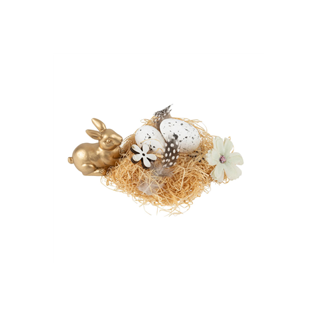 Assortiment Nid Lapin, Œufs, Fleurs et Plumes De 3 à 11cm - 9pcs
