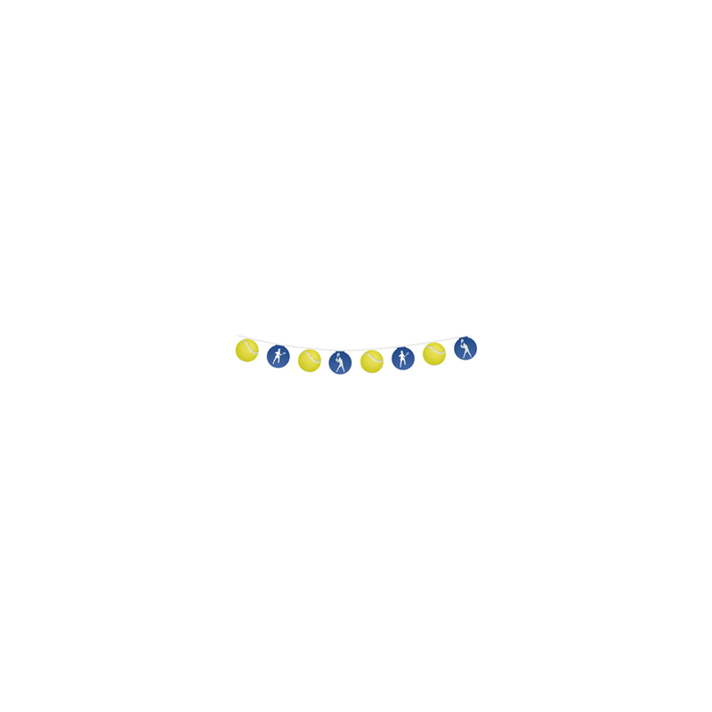 Guirlande de 8 fanions tennis en carton - Long. 4 m