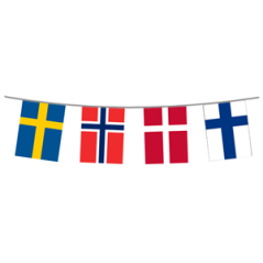 Guirlande Scandinavie-Suède,Danemark Finlande,Norvège - 12 fanions long: 480 cm