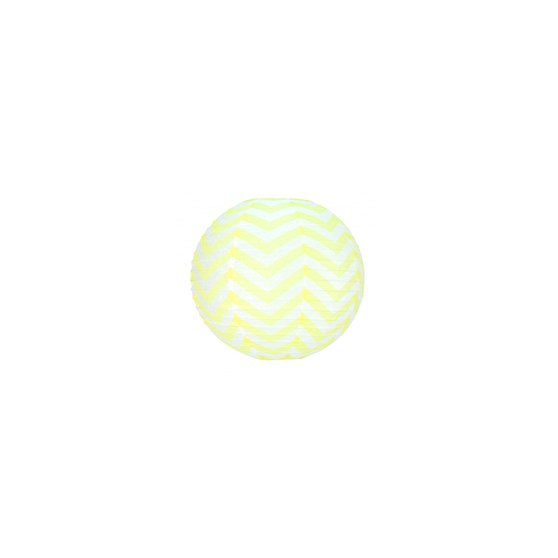 Lampion à chevrons jaunes papier - Diam. 35cm