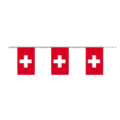 Guirlande Suisse 12 fanions 15 x 21 cm - tissu Long. 450cm