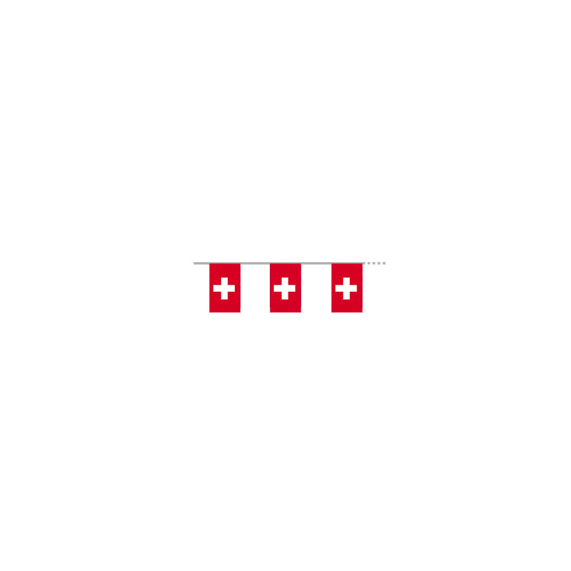 Guirlande Suisse 12 fanions 15 x 21 cm - tissu Long. 450cm