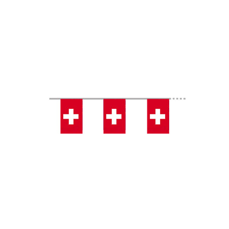Guirlande Suisse 12 fanions 15 x 21 cm - tissu Long. 450cm
