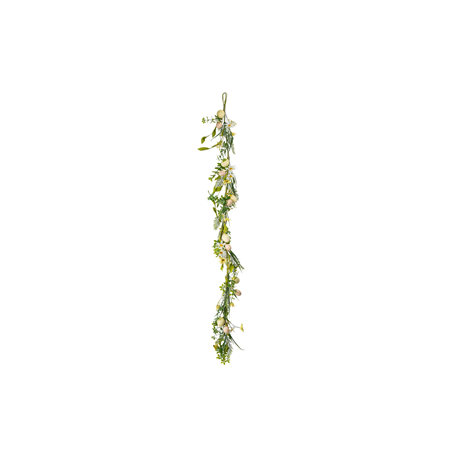 Guirlande Marguerites, Œufs et Feuillage Jaune, Rose et Blanc 130cm