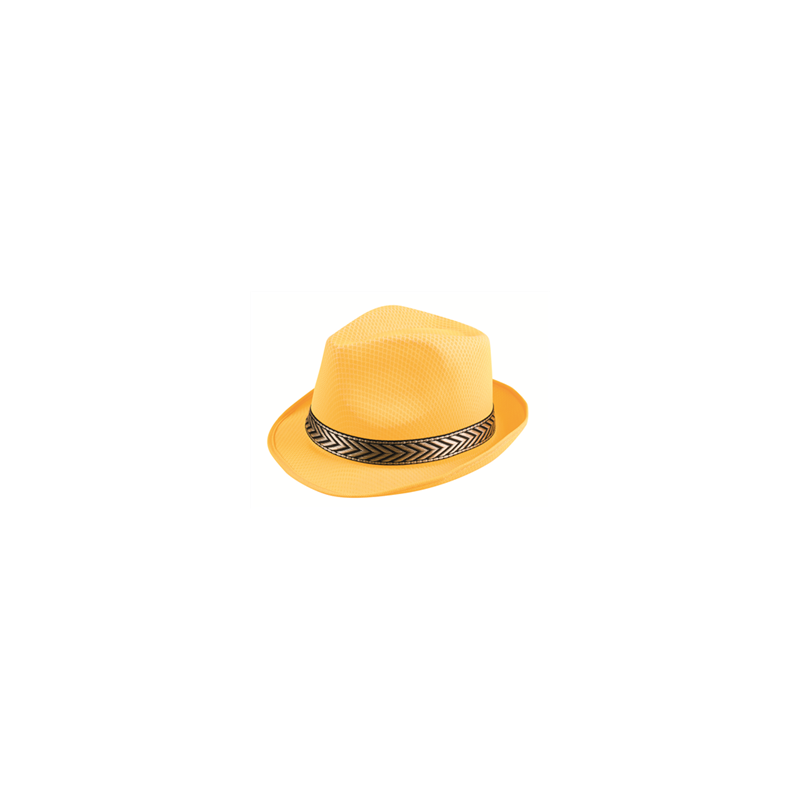Chapeau Funky jaune - Polyester / Taille Adulte - haut 13 cm diam 29 cm