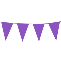 Guirlande de fanions PE violet 30 x 20 cm - Long. 10m