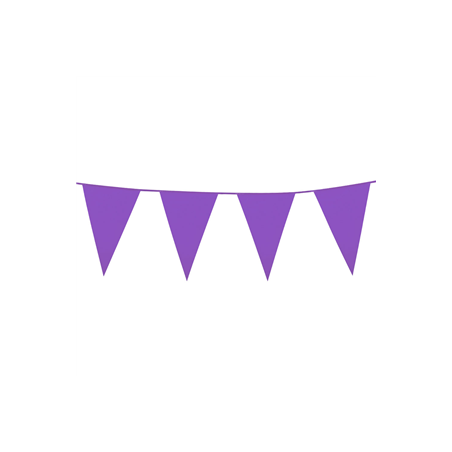 Guirlande de fanions PE violet 30 x 20 cm - Long. 10m