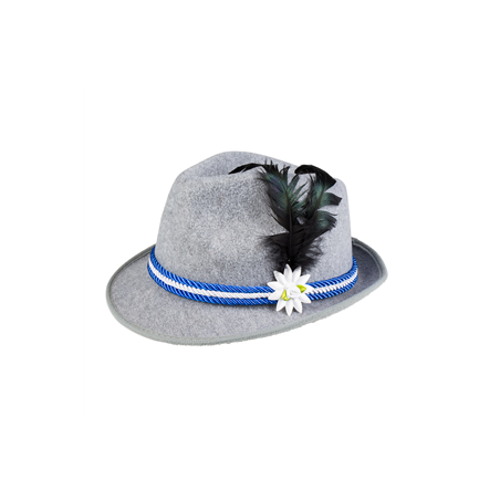 Chapeau bavarois/ tyrolien avec plume- Feutrine - hauteur 29 cm larg 24 cm