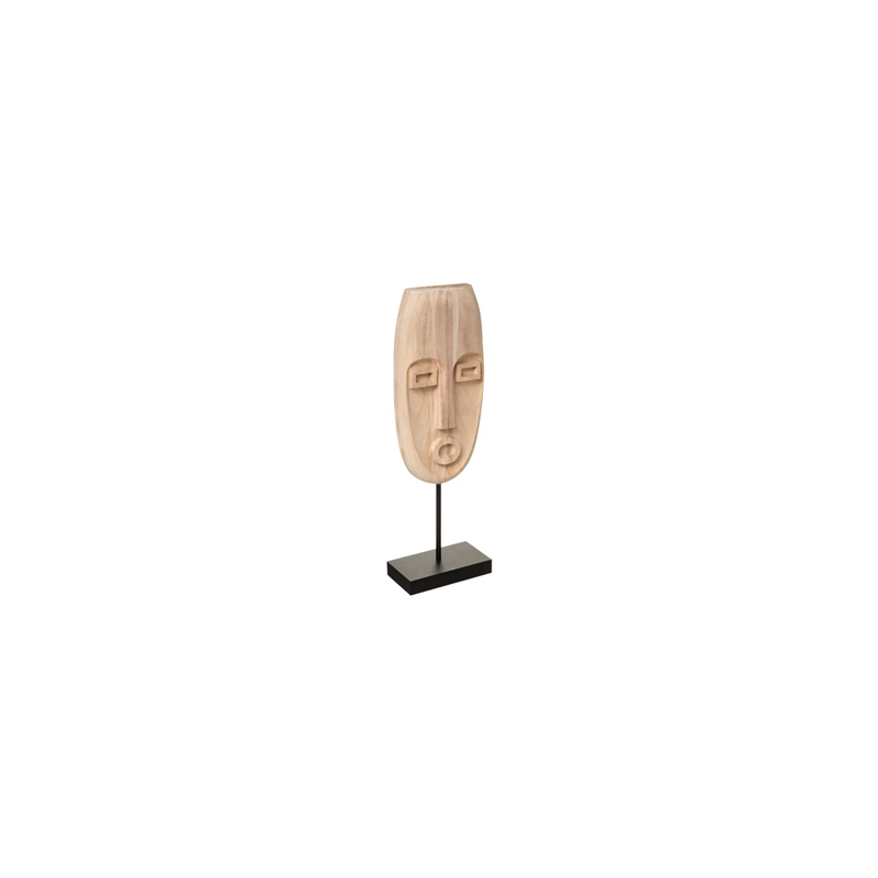 Masque africain sur socle en bois et métal 14,7 x 8 x 47cm