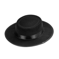 Chapeau terroir - feutre noir - taille adulte - haut 9 cm diam 33 cm