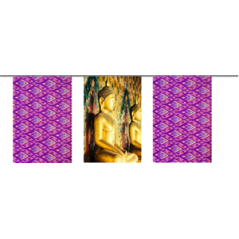 Guirlande Thaïlande Bouddha  et  Sarong - 10 fanions 20 x 30cm papier Long. 420cm