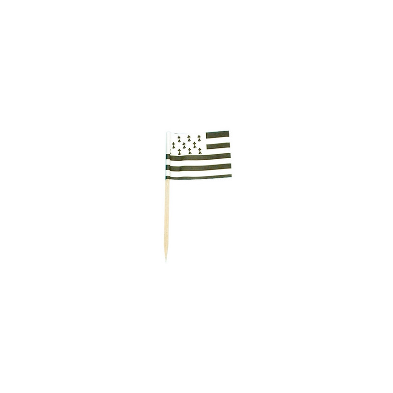 Drapeaux mini Bretagne x50 papier - 3.5 x 2.5cm (pic en bois de 6.5cm)