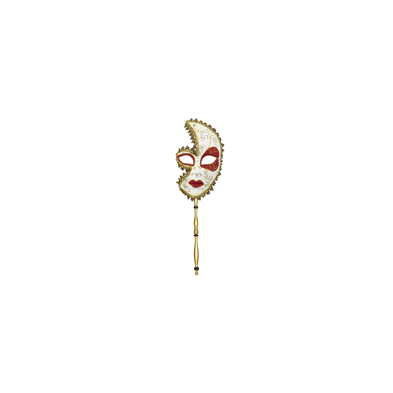 Masque Comédia Del Arte Venise sur baton 55 x 13 x 7 cm