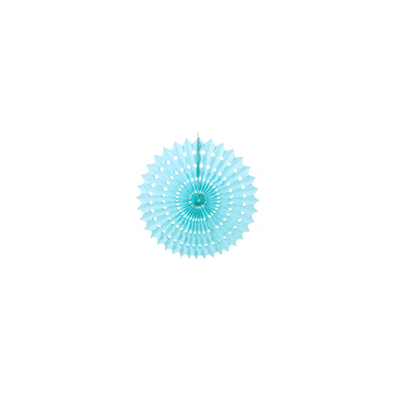 Éventail bleu dragée papier - Diam. 53cm