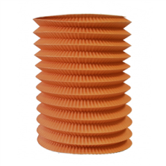 Lampion cylindrique orange papier - Diam. 16cm Haut. 25cm