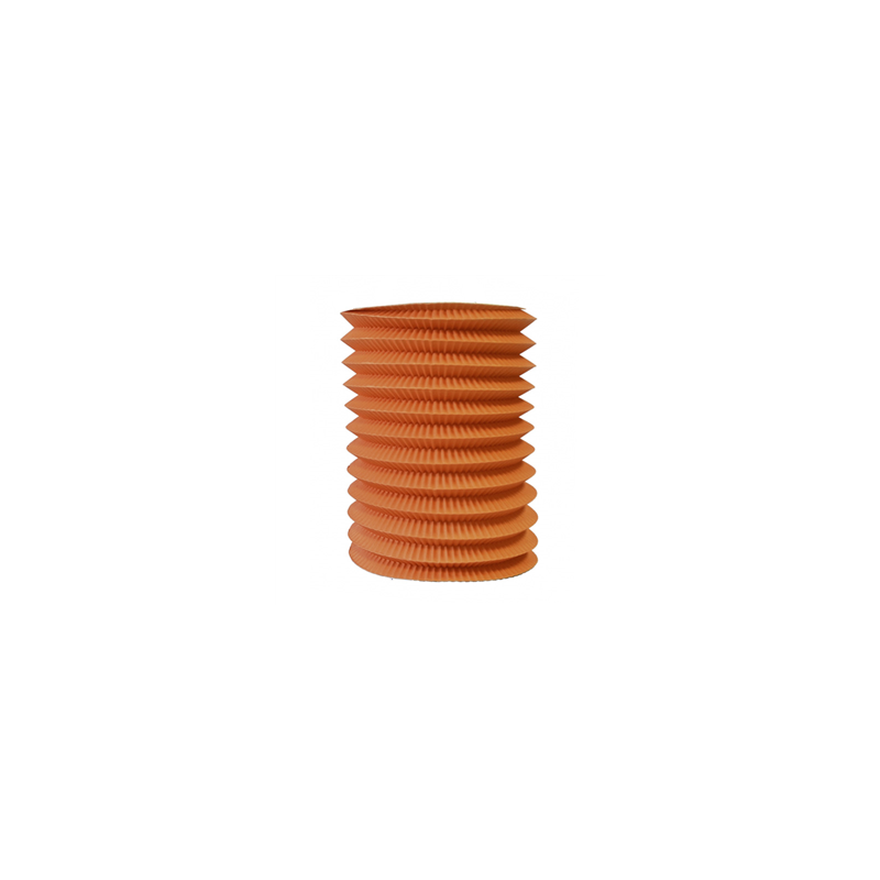 Lampion cylindrique orange papier - Diam. 16cm Haut. 25cm