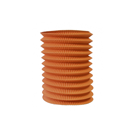 Lampion cylindrique orange papier - Diam. 16cm Haut. 25cm
