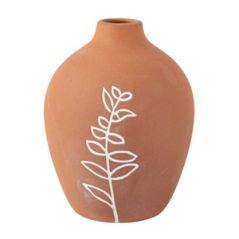Vase en terre Terracotta et Blanc 16 x 12cm