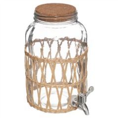 Distributeur de boisson 3,3 L en verre et paille 21,8 x 16,8 x 26,6cm