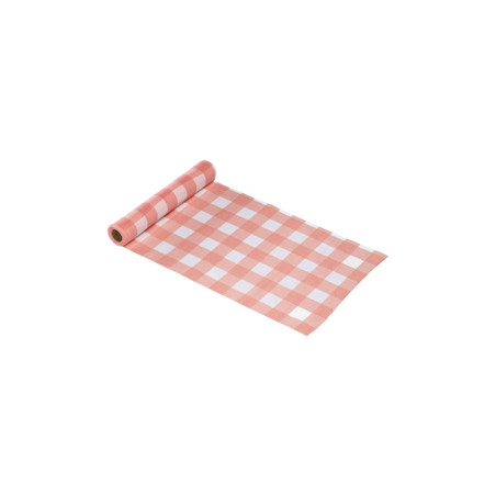 Chemin de table en tarlatane vichy mandarine 28cm x 3m