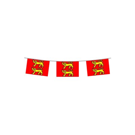 Guirlande drapeaux Normandie 10 fanions 21 x 30cm - papier Long. 520cm