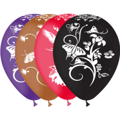 Ballon rouge noir violet motif chinois x 25 - Diam. 29cm