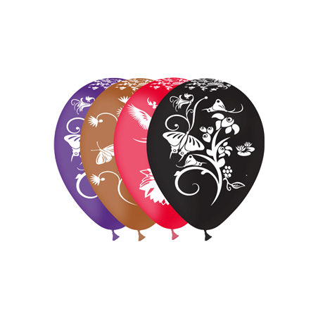 Ballon rouge noir violet motif chinois x 25 - Diam. 29cm