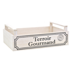 Cagette Terroir Gourmand (2 anses) en paulownia 32 x 20 x 11 cm