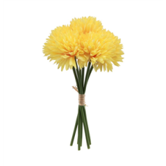 Bouquet de 6 dahlias jaune en tissu - Haut. 26cm