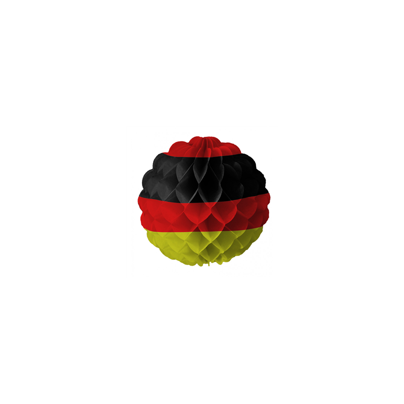 Boule festonnée rouge/jaune/noir - papier - Diam. 25cm