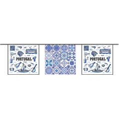 Guirlande Portugal Dessins Azulejos 10 fanions 21 x 21cm - papier Long. 420cm