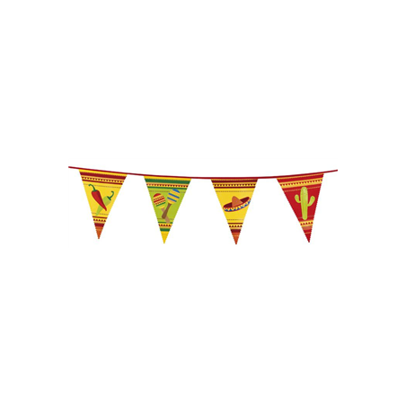 Guirlande de fanions Mexico 30 x 20cm plastique - Long. 6m